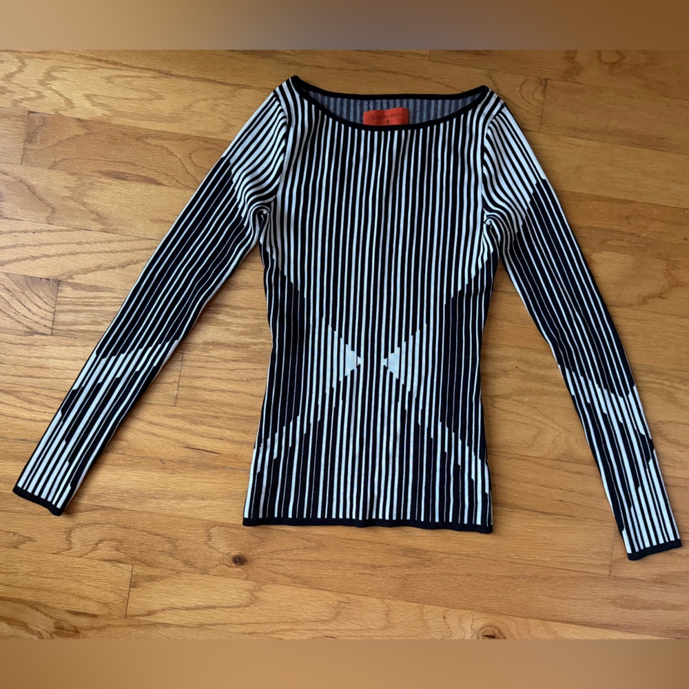 Clover Canyon Black & White Vertical Stripe Long-Sleeve Top - Picture 2 of 15